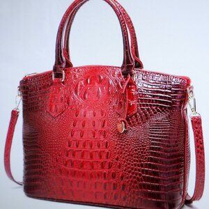 Satchel Bag Women’s Vegan Leather Crocodile-Embossed Pattern With Top Handle New